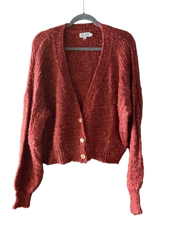 Molly Bracken Sweaters - Molly Bracken Red Knit Cardigan — Size Large